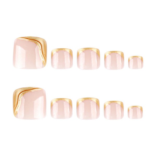 JP3812-Gilded French Toe Nails | 3D Gold Edge Luxury | Waterproof & Reusable ​​Step Into Liquid Gold: Salon-Grade Pedicures in 90 Seconds​