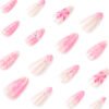 JP3875-Bloom Effortlessly: Spring-Ready Pink Short Nails with 3D Flowers (Reusable & Waterproof!)