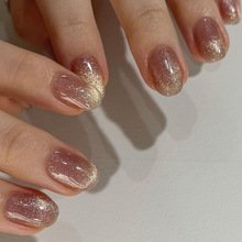 JP2656-Iced Latte French Cat Eye Toes: Hypnotic Silver Flash ✨ (Reusable Chrome Magic!)