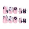 JP3651-Reusable French Press On Nails | Zebra Print & Crystal Stars w/ Detachable Bow Salon-Worthy Manicures in 5 Minutes - Waterproof & Damage-Free