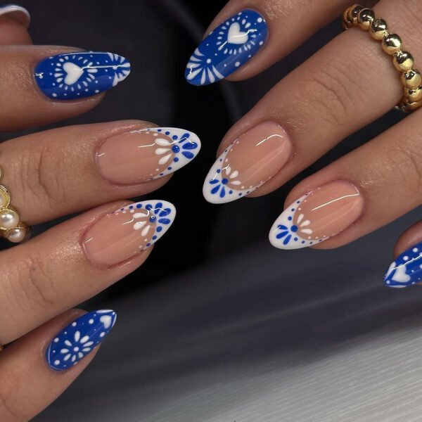 O1CN01z1S0dm2NGHulSrtv7_!!4234819935-0-cib JP3538-Bohemian Rhapsody Almond Nails | Ceramic Blue Hearts & Tribal French Tips | Waterproof Festival-Ready Press Ons Subtitle: Salon-Grade Artisan Nails That Survive Desert Sunsets & Ocean Depths