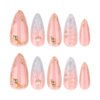 JP3876-Liquid Metal French Almond Nails | 3D Teardrop Design | Waterproof Reusable Salon Escape​​  ​​Subtitle:​​ Architectural Elegance That Defies Salon Chains