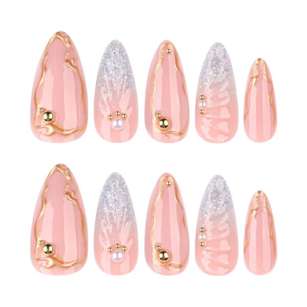 O1CN01zBNTq32NGHyfjsWbj_!!4234819935-0-cib JP3876-Liquid Metal French Almond Nails | 3D Teardrop Design | Waterproof Reusable Salon Escape Subtitle: Architectural Elegance That Defies Salon Chains