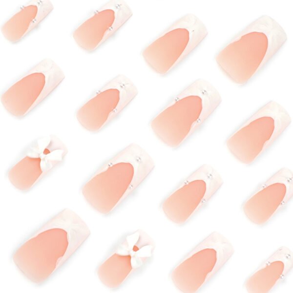 O1CN01zLPDc12NGHy8yzL5U_!!4234819935-0-cib JP3890-Matte French Press On Nails | 3D Flower & Bow French Tips Reusable Mid-Length Square Nails - Waterproof Artisan Details