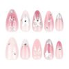 JP3223-🎀 ​​​​ Starry Blush French Tips: Reusable Press On Nails with Crystal Bows & Watercolor Ombre (10 Min Salon Escape)  ✨ ​​TikTok’s #1 Trending Nail Hack: Salon Glam at Drugstore Prices - Zero Tools, Endless Re-Wears