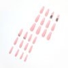 JP1309-Be the Belle of Every Ball: Extra Long Reusable T-Shape Press-Ons - Full Glam French Tip w/ Diamonds & 3D Bow