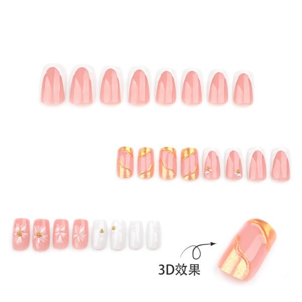 JP3713-Elevated French Nails: 3D Sunflower Minimalism | Reusable Salon-Grade Press-Ons ​​Understated Luxury Reborn: Effortless Garden Elegance at Your Fingertips​