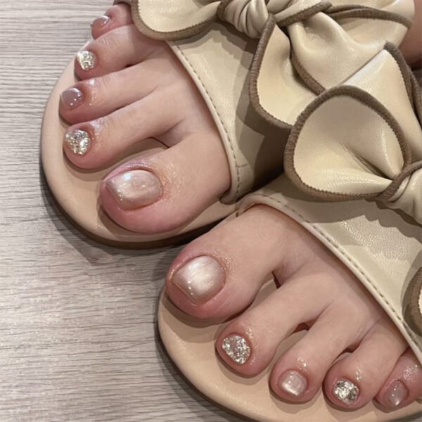 O1CN01zqPngH2NGHy8SpRNg_!!4234819935-0-cib JP3702-Galactic Cat Eye Toenails | Mirror-Glitter Press On Pedicure Reusable Poolside Sparkle - 10-Second Salon Flash