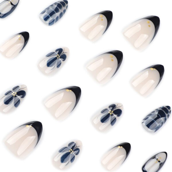 JP4046-Vintage Cameo French Press Ons | Floral Wash & Pearl Accents - Short Almond Nails​