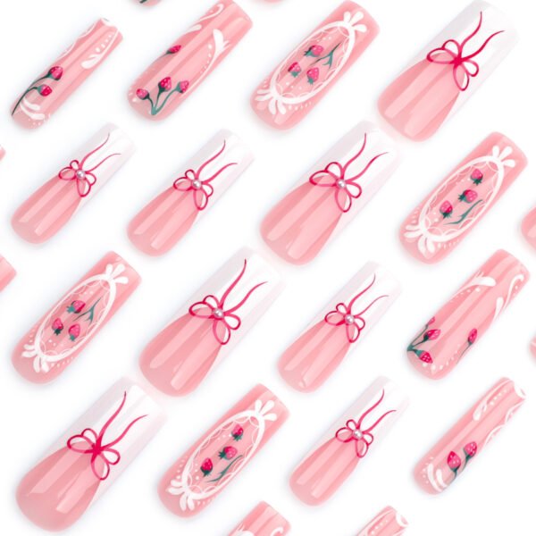O1CN012mHIZi2NGHut5wkqB_!!4234819935-0-cib JP3534-Strawberry Dream: Pink French Tips with Pearl Accents & Bow Charm - Sweetly Sophisticated 💕