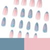 JP3904-Liquid Ribbon Nails: French Tips with 3D Waves & Cat Eye Shine