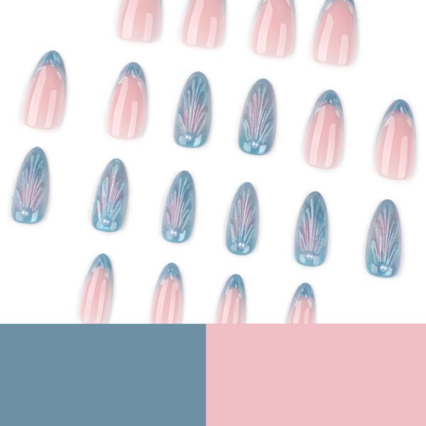 JP3904-Liquid Ribbon Nails: French Tips with 3D Waves & Cat Eye Shine
