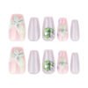 JL0680-Designer Short Ballet Press On Nails with Real 3D Flowers | UV-Free Cat Eye Effect & Crystal Accents | Reusable Waterproof Manicure Set​