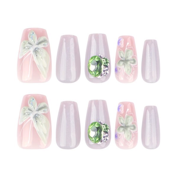O1CN016HD0nL2NGHzhKTXuh_!!4234819935-0-cib JL0680-Designer Short Ballet Press On Nails with Real 3D Flowers | UV-Free Cat Eye Effect & Crystal Accents | Reusable Waterproof Manicure Set