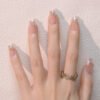 GN050-Alluring Glow Press Ons: Diamond French Tips & Radiant Sheer Base ​​*Salon Seduction in 7 Minutes - Reusable & Waterproof​​*