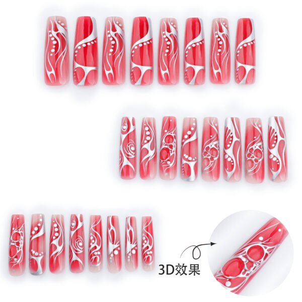 O1CN017ijnOx2NGHv0XwwHO_!!4234819935-0-cib JP3544-Winter’s Muse: Statement French Press-On Nails in Crimson Ombré & Silver Art Deco Stripe