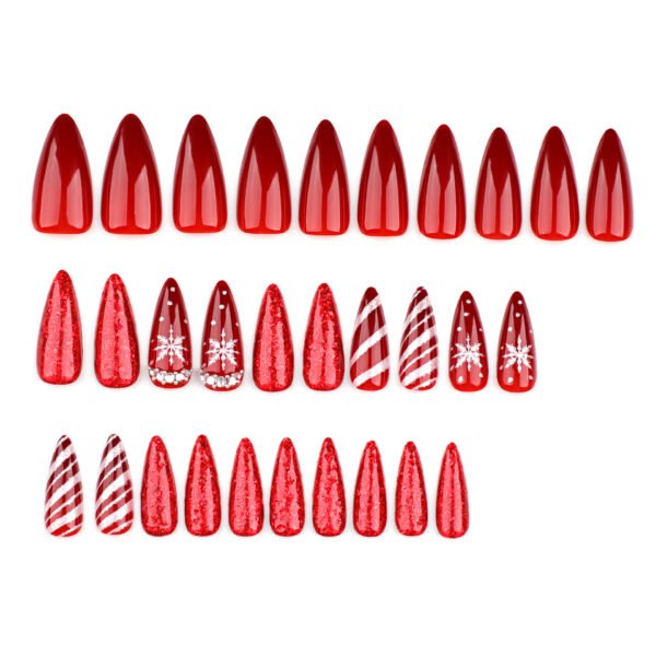 O1CN018ufFjt2NGHuC2dEjg_!!4234819935-0-cib JP3461-Instant Holiday Glam: Christmas Press-On Nails w/ Candy Stripes & Snowflakes (Reusable & Salon-Quality!)