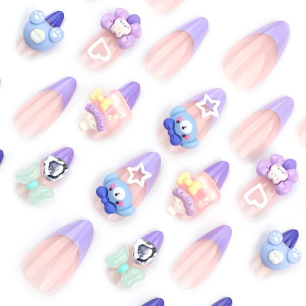 JP2799-Sweet Moments Sparkle: Reusable French Press-On Nails Adorned with 3D Elephants & More!