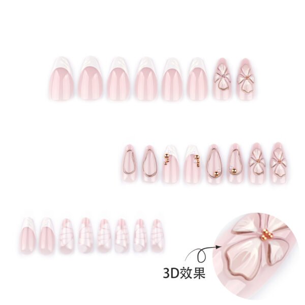 JP4053-Elevate Every Day: Reusable French Nail Perfection with Blooming Charm
