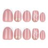 JP3923-Elegant Short Square Press On Nails | French White Tip Design with Gold Glitter Butterflies | Reusable Waterproof Salon Falsies​
