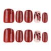 JP3951-Bold Red Cat Eye French Press Ons with Sparkle Butterfly | Instant Short Square Glam​