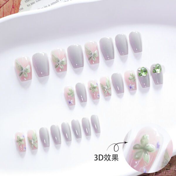 O1CN01CAo1iZ2NGHzizoQIP_!!4234819935-0-cib JL0680-Designer Short Ballet Press On Nails with Real 3D Flowers | UV-Free Cat Eye Effect & Crystal Accents | Reusable Waterproof Manicure Set