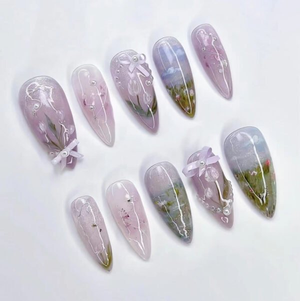 O1CN01CjX67F2NGHtpauf3j_!!4234819935-0-cib JP3398-Your Daily Dream Manicure: Sweet French Press-Ons with Pearl & Bows (30-Pc Monet-Inspired Set) 🎀💖