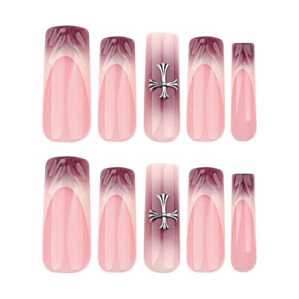 O1CN01EDHPOV2NGHuj3QWqH_!!4234819935-0-cib JP3522-Dark Academia Nails: Medieval Cross Press Ons with Antique Leather Ombré