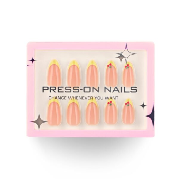 O1CN01Erdl7S2NGHzbAf7aK_!!4234819935-0-cib GD68-Luxury French Almond Press On Nails with Realistic 3D Cherry Designs | Reusable Spring Falsies Kit | Waterproof Salon Alternative Manicure
