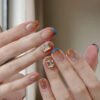 GN051-Stunning Blue French Tip Bejeweled Press On Nails | Disco Ball Glam in Minutes