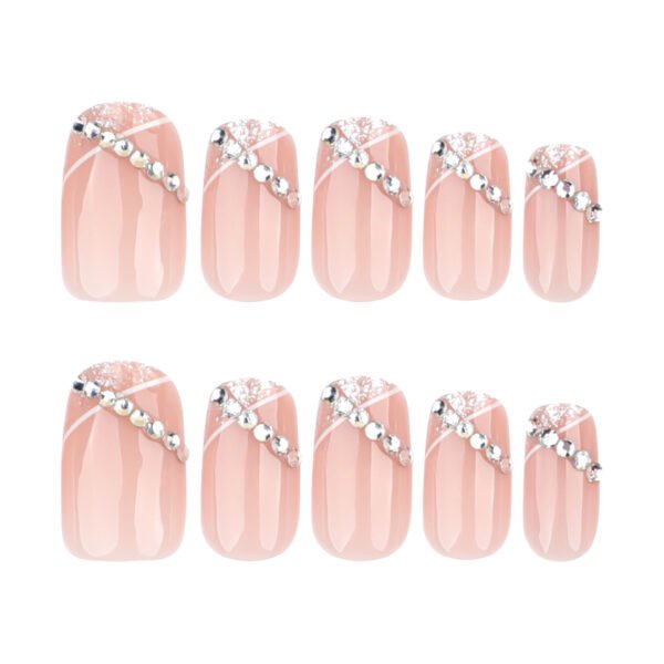 O1CN01GR04f02NGHvVnxd7W_!!4234819935-0-cib GN050-Alluring Glow Press Ons: Diamond French Tips & Radiant Sheer Base *Salon Seduction in 7 Minutes - Reusable & Waterproof*