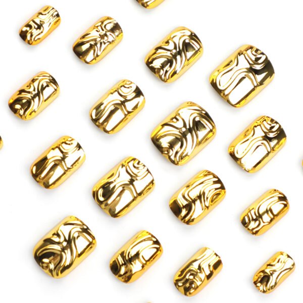 O1CN01GSSpnV2NGHubO2GLG_!!4234819935-0-cib JP3382-Instant Golden Glam: Reusable 3D Gold Foil French Short Press-Ons 💫