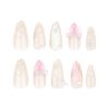 JP3474-Effortlessly Sweet French Tips: 3D Pearl & Bow Press-On Nails (Baby Pink Luxury!) 🎀✨