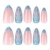 JP3904-Liquid Ribbon Nails: French Tips with 3D Waves & Cat Eye Shine