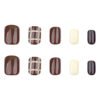 JP3623-Embrace Cozy Elegance: Deep Brown Plaid French Press On Nails for Fall 🍂✨