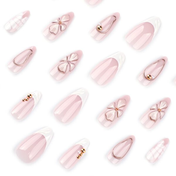 JP4053-Elevate Every Day: Reusable French Nail Perfection with Blooming Charm