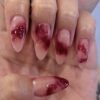 JP3581-Effortless Drama: Blood-Red Ombre French Tips (Salon-Impact, Zero Damage!)