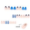 JP4033-Serene Blue Water Marble French Press Ons | Effortless Almond Nails