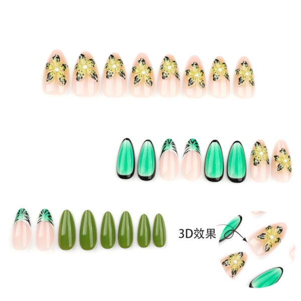O1CN01MR4DN32NGHtx26xqz_!!4234819935-0-cib JP3477-Slice of Paradise: Tropical French Almond Press-On Nails with 3D Blooms (Jade Green, 30-Piece Set) ✨🌺