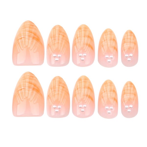 GD14-Upgrade Your Elegance: Salon-Worthy Orange Pearl French Tips (Reusable + Full Set!)