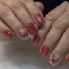 JP3951-Bold Red Cat Eye French Press Ons with Sparkle Butterfly | Instant Short Square Glam​