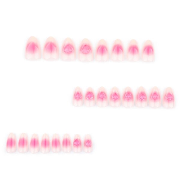 JP3577-Elevate Your Style Effortlessly: Reusable French Press On Nails w/ Peach Hearts ✨💅