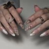 JP4053-Elevate Every Day: Reusable French Nail Perfection with Blooming Charm