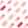JP4045-Juicy 3D Strawberry French Tip Press On Nails | Sweet & Reusable Salon Glam