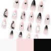 JP3564-Gothic Romance Press Ons: Black Ombré, Hearts & Chrome Crosses ​​*Rebel Elegance - Reusable, Waterproof & Effortlessly Removable​​*