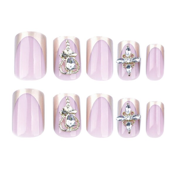 O1CN01QJPGgf2NGHuJKX2mk_!!4234819935-0-cib JP3428-Effortlessly Chic: Reusable Gold French Tip Nails with Heart Accent (No Salon Needed!)