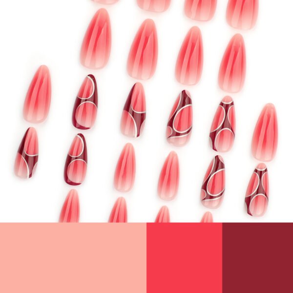 O1CN01QKZwFH2NGHuYtPpME_!!4234819935-0-cib JP3535-Effortless Artist Touch: Reusable Blush French Press-Ons with Abstract Stripes
