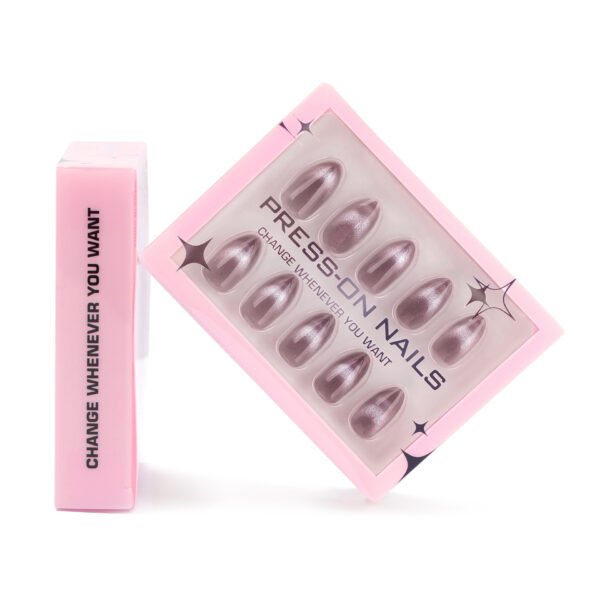 GD26-Effortless Magnetism: Salon-Cat Eye French Tips in Modern Grey (Reusable, Waterproof & Protective!)