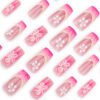 JP3500-Timeless Blush & Florals: Reusable French Press On Nails (Short Square) 💗🌼