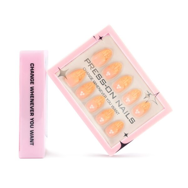 GD14-Upgrade Your Elegance: Salon-Worthy Orange Pearl French Tips (Reusable + Full Set!)